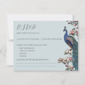 Carte de réponse Paon Bleu Chic (Devant)