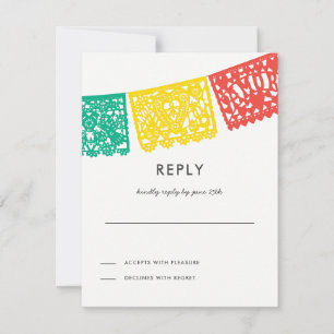 Carte de réponse Papier moderne Picado   Mariage R