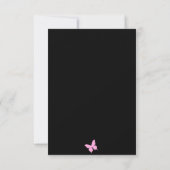 Carte de réponse papillon et fleur rose et noir (Dos)