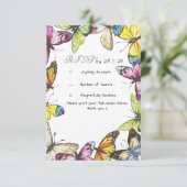 Carte de réponse Papillon Mariage  (Debout devant)