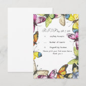 Carte de réponse Papillon Mariage  (Devant / Derrière)