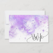 Carte de réponse papillon violet et or élégante à (Dos)