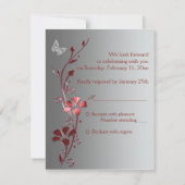 Carte de réponse Papillons Argentés Rouges (Dos)