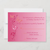 Carte de réponse Papillons Orange et Rose (Dos)