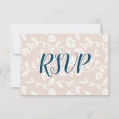 carte de réponse papillons roses bleu marine RSVP (Dos)