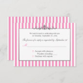 Carte de réponse par bandes rose, blanc et argent (Devant / Derrière)