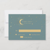 Carte de réponse Pastel Celestial Gold Moon RSVP (Devant)