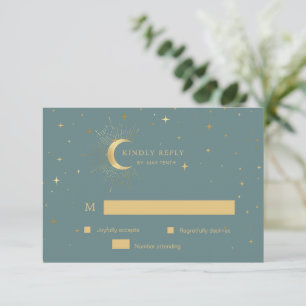 Carte de réponse Pastel Celestial Gold Moon RSVP