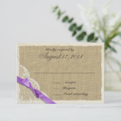 Carte de réponse pays dentelle antique et lavande (Debout devant)