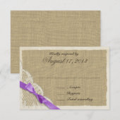 Carte de réponse pays dentelle antique et lavande (Devant / Derrière)