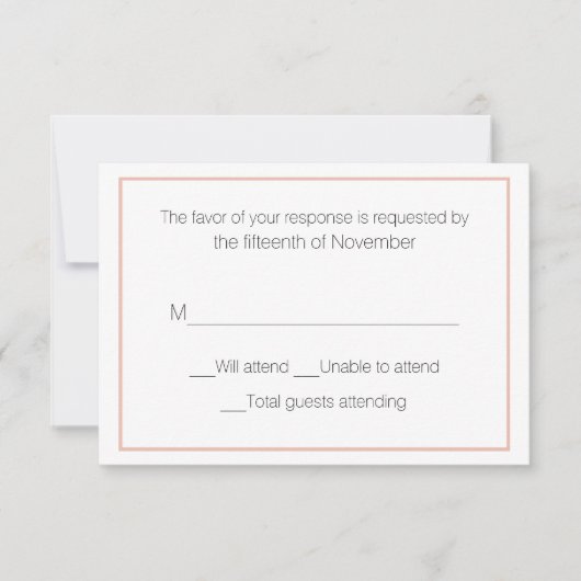 Carte de réponse Peach et White Mariage (Devant)