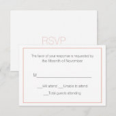 Carte de réponse Peach et White Mariage (Devant / Derrière)