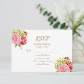 Carte de réponse Peonies et Hydrangeas (Debout devant)