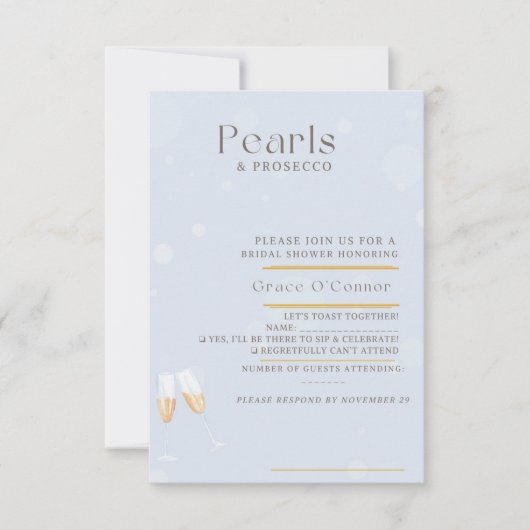 Carte de réponse Perles et Prosecco (Devant)