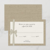Carte de réponse personnalisée Burlap et Bow (Devant / Derrière)