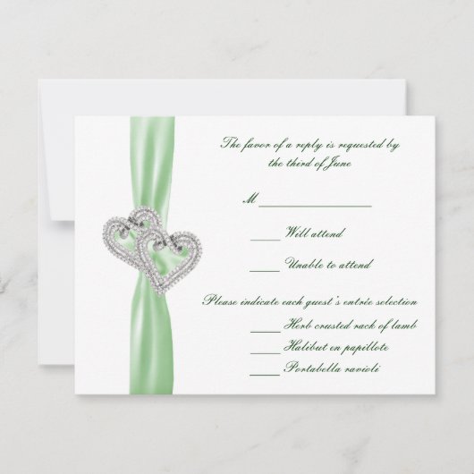 Carte de réponse personnalisée Coeurs de chaux (Devant)