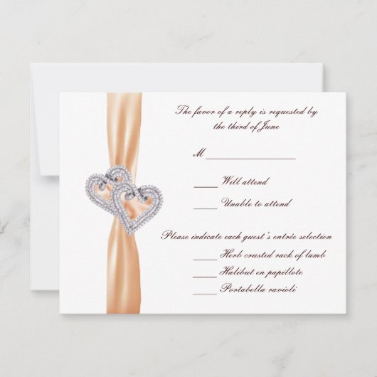 Carte de réponse personnalisée Coeurs Tangérine (Devant)