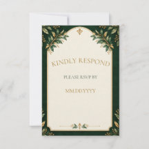 Carte de réponse personnalisée de mariage vert for