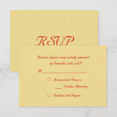 Carte de réponse personnalisée Faux Or Rouge Éléga (Devant / Derrière)