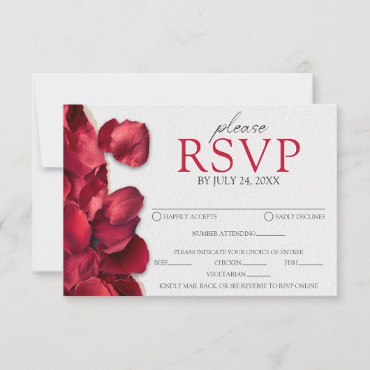 Carte de réponse Pétales de rose (Devant)