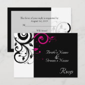 Carte de réponse petite taille Mariage Tourbillon (Devant / Derrière)