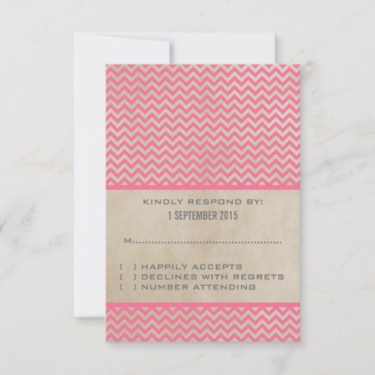 Carte de réponse Pink Chic Chevron (Devant)