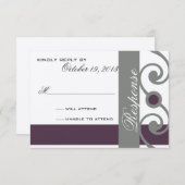 Carte de réponse Plum et gris (Devant / Derrière)