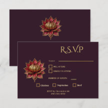 Carte de réponse Plum Gothic Fleur de Lotus