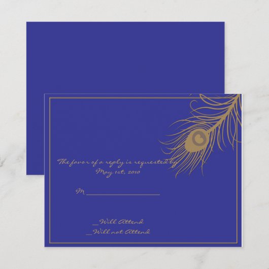 Carte de réponse Plume Peacock (Devant / Derrière)