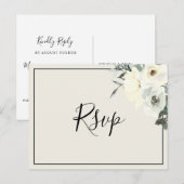 Carte de réponse postale florale délicate crème vi (Devant / Derrière)