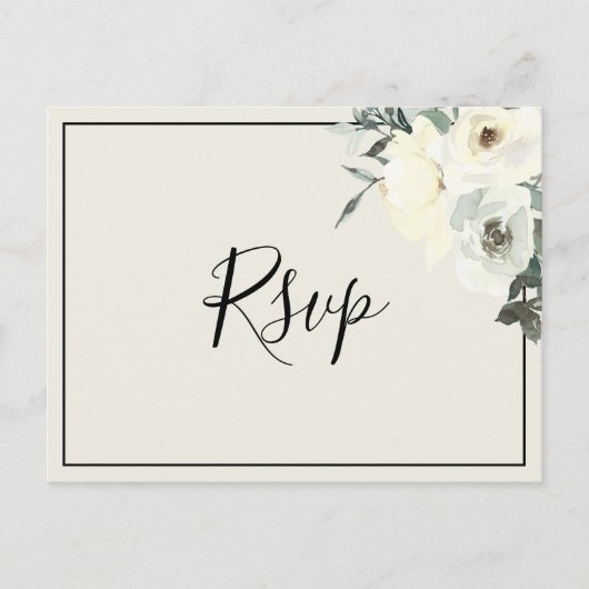 Carte de réponse postale florale délicate crème vi (Devant)