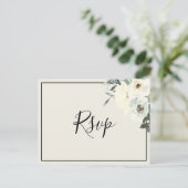 Carte de réponse postale florale délicate crème vi (Debout devant)