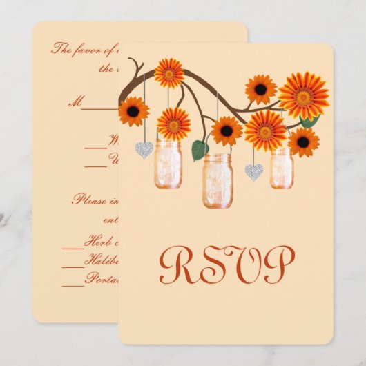 Carte de réponse Pot de fleurs orange (Devant / Derrière)