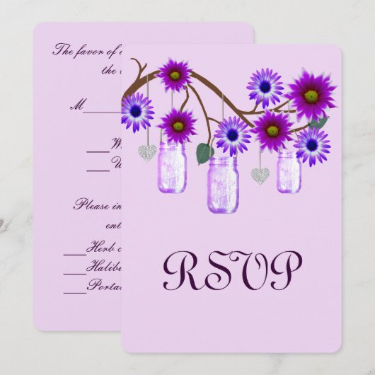 Carte de réponse Pot de fleurs violettes (Devant / Derrière)