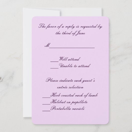 Carte de réponse Pot de fleurs violettes (Dos)