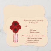 Carte de réponse Pot Mason Fleurs Rouges (Devant / Derrière)
