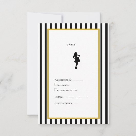 Carte de réponse pour 40e anniversaire, fête noire (Devant)