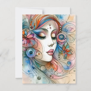 Carte de réponse pour album de découpage de femme