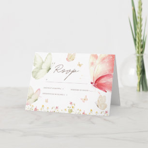 Carte de réponse pour baby shower papillon fille f