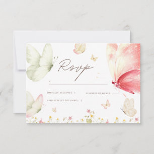 Carte de réponse pour Baby Shower Papillon Rose Fi