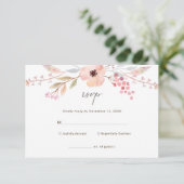 Carte de réponse pour baptême de fille rose pâle f (Debout devant)