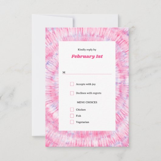 Carte de réponse pour Bat Mitzvah Tie Dye Rose (Devant)