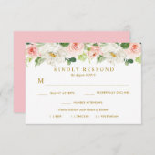 carte de réponse pour choix de repas floral à roug (Devant / Derrière)