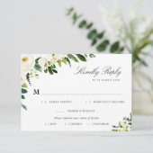 Carte de réponse pour choix de repas floral blanc  (Debout devant)