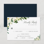 Carte de réponse pour choix de repas floral blanc  (Devant / Derrière)