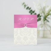 Carte de réponse pour Damas rose et ivoire (Debout devant)