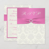 Carte de réponse pour Damas rose et ivoire (Devant / Derrière)