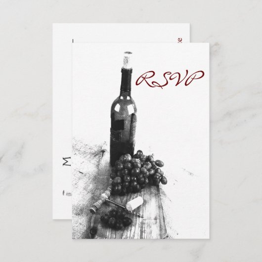 Carte de réponse pour dîner au vin (Devant / Derrière)