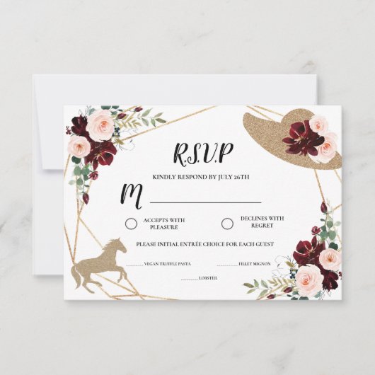 Carte de réponse pour douche de mariée Derby de co (Devant)