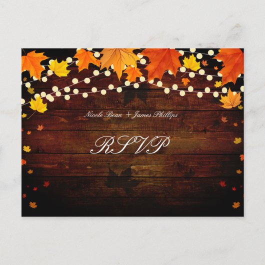 Carte de réponse pour feuilles d'automne en bois r (Devant)